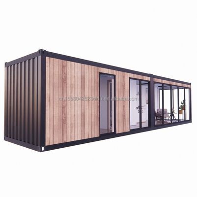Logement hôtelier en acier galvanisé en tubes carrés et en matériaux de bois modernes dans un emballage plat