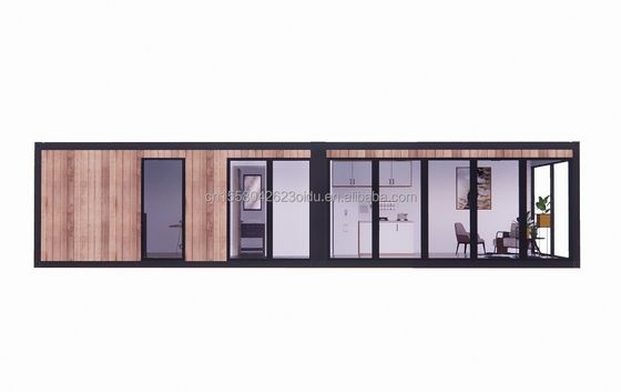 Logement hôtelier en acier galvanisé en tubes carrés et en matériaux de bois modernes dans un emballage plat