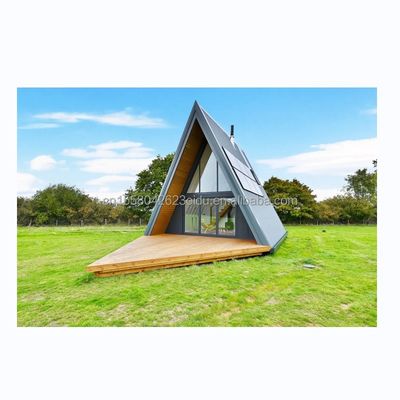 EU Triangle en acier en forme de A Chambre en forme de cadre Moderne maison miniature kit préfabriqué Luxe maison triangulaire en forme de A avec maisons en bois