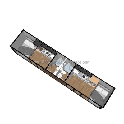 Salle de séjour préfabriquée de 40 pieds avec fenêtres en alliage d'aluminium et tubes carrés en acier galvanisé
