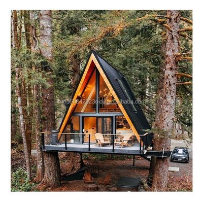 Hôtel de l'UE Maison en bois triangulaire moderne avec cadre en acier en forme de A. Options de longueur de 20 pieds ou 40 pieds