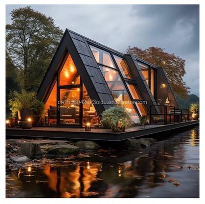 Hôtel de l'UE Maison en bois triangulaire moderne avec cadre en acier en forme de A. Options de longueur de 20 pieds ou 40 pieds