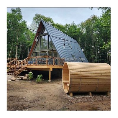Hôtel de l'UE Maison en bois triangulaire moderne avec cadre en acier en forme de A. Options de longueur de 20 pieds ou 40 pieds