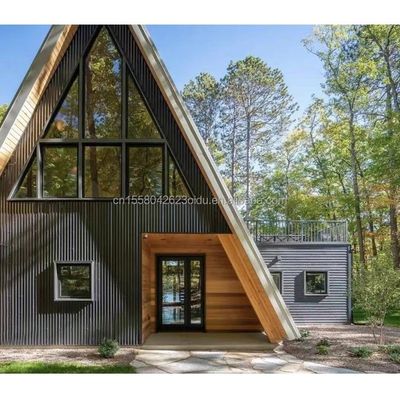 Hôtel de l'UE Maison en bois triangulaire moderne avec cadre en acier en forme de A. Options de longueur de 20 pieds ou 40 pieds