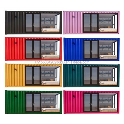 50/75/100 mm Panneau sandwich ondulé Salles de bains en bois et fenêtres en alliage d'aluminium Structure en bois en acier Container à paquet plat Maison pour les hôtels de jardin