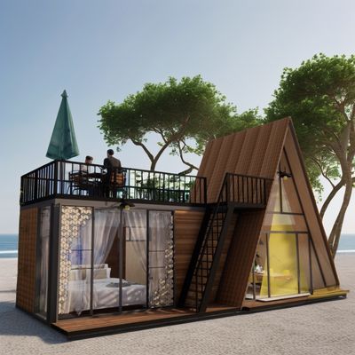 Couleur personnalisée Structure en acier modulaire Maison triangulaire 50/75/100 mm Panneau sandwich ondulé Maison en bois de luxe
