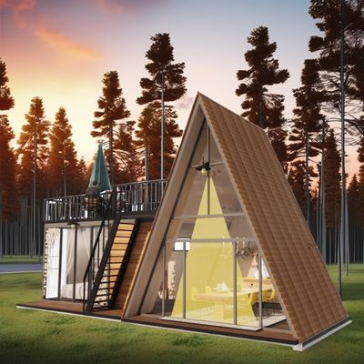 Couleur personnalisée Structure en acier modulaire Maison triangulaire 50/75/100 mm Panneau sandwich ondulé Maison en bois de luxe