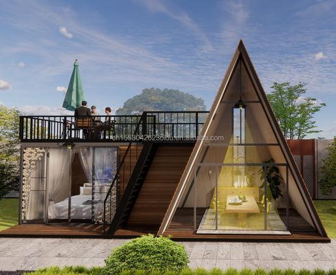 Couleur personnalisée Structure en acier modulaire Maison triangulaire 50/75/100 mm Panneau sandwich ondulé Maison en bois de luxe