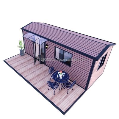 Couleur personnalisée EU Style chinois Maison de jardin en bois Structure de cadre en acier léger Une chambre pour l'hôtel et la famille