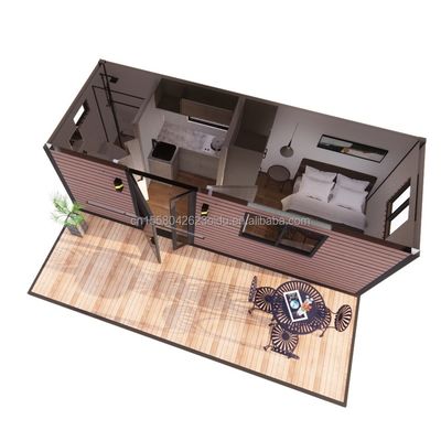 Couleur personnalisée EU Style chinois Maison de jardin en bois Structure de cadre en acier léger Une chambre pour l'hôtel et la famille