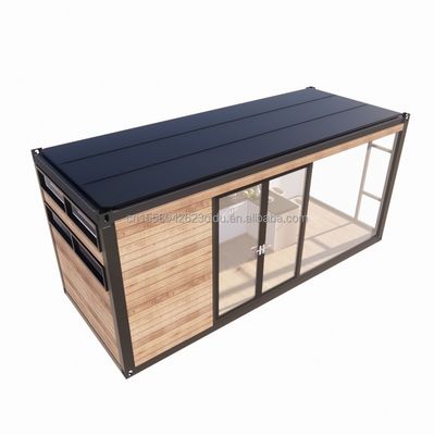 Tubes carrées en acier galvanisé Maison de conteneurs de design moderne avec jardin extérieur en bois et restaurant indépendant