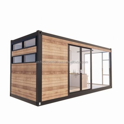 Tubes carrées en acier galvanisé Maison de conteneurs de design moderne avec jardin extérieur en bois et restaurant indépendant