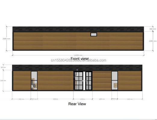 Acier galvanisé plié 180g et alliage d'aluminium fenêtres 40ft design moderne maison de conteneur en bois préfabriqué pour magasin d'hôtel
