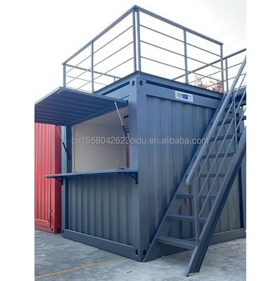 Style de design moderne Bar mobile de 10 pieds 20 pieds Maison préfabriquée Container magasin extérieur Panneau sandwich en acier Café