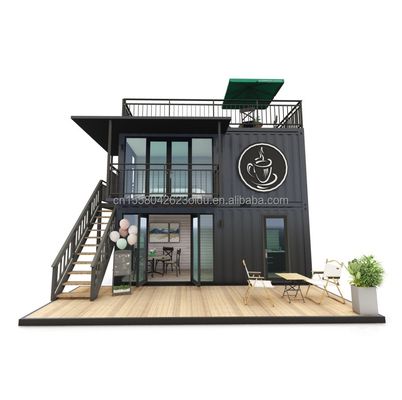 Moderne style de conception à deux étages panneau sandwich en acier contenant extérieur bar Café pour les entreprises de boissons alimentaires