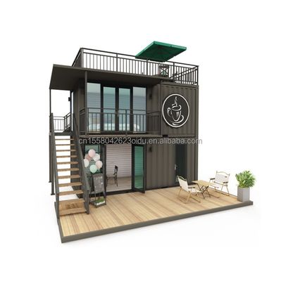 Moderne style de conception à deux étages panneau sandwich en acier contenant extérieur bar Café pour les entreprises de boissons alimentaires