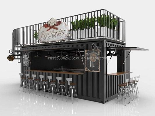 Moderne style de conception à deux étages panneau sandwich en acier contenant extérieur bar Café pour les entreprises de boissons alimentaires