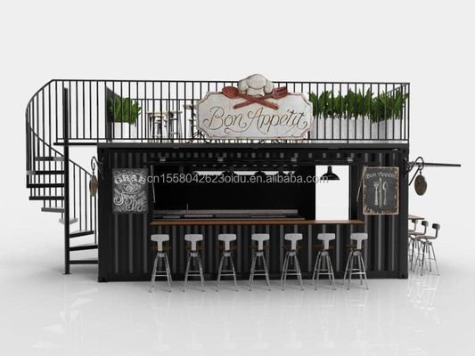 Moderne style de conception à deux étages panneau sandwich en acier contenant extérieur bar Café pour les entreprises de boissons alimentaires