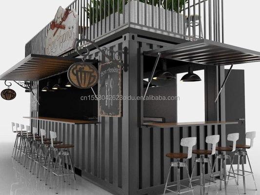 Moderne style de conception à deux étages panneau sandwich en acier contenant extérieur bar Café pour les entreprises de boissons alimentaires