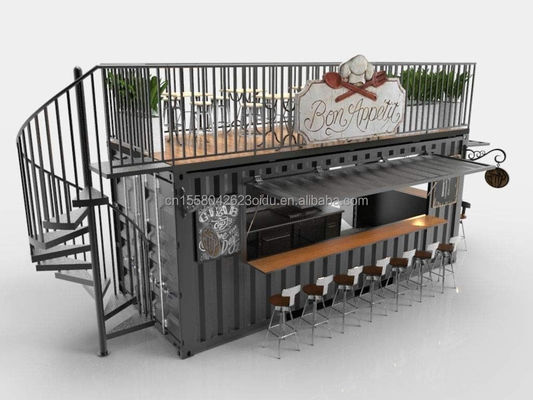 Moderne style de conception à deux étages panneau sandwich en acier contenant extérieur bar Café pour les entreprises de boissons alimentaires