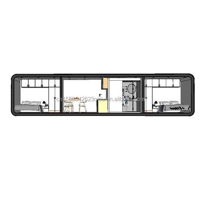 Logement familial abordable 2 chambres à coucher Maison en bois avec structure de tube carré en acier galvanisé et jardin