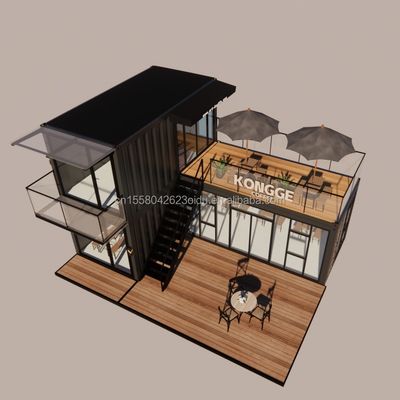 fenêtres en alliage d'aluminium maison de construction préfabriquée commerciale de luxe avec mur 50/75/100mm panneau sandwich ondulatoire