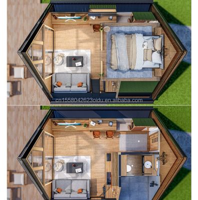 Maison de conteneurs plates préfabriquées de 20 pieds standard de l'UE avec pliage en acier galvanisé 180g
