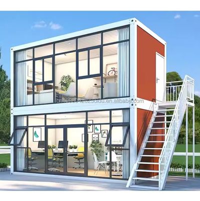 Container d'expédition de bureau modifié pour une entreprise en plein air Container modulaire en acier à deux étages préfabriqué