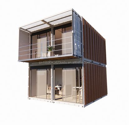 Container d'expédition de bureau modifié pour une entreprise en plein air Container modulaire en acier à deux étages préfabriqué