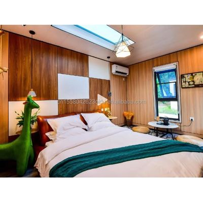 Matériaux écologiques 20 pieds 40 pieds 2 chambres préfabriquées jardin cabine maison portes en verre conteneur maison en bois pour hôtel