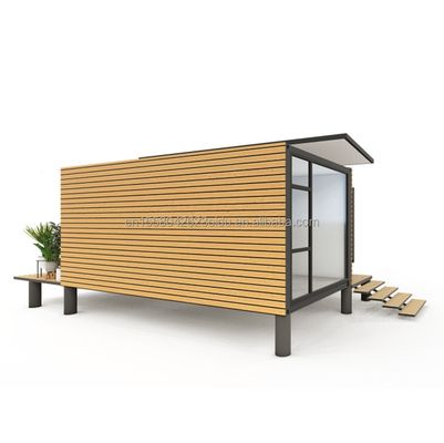 Container de jardin de design moderne Structure en acier Maison en bois Maison familiale Fenêtre Alliage d'aluminium Fenêtres