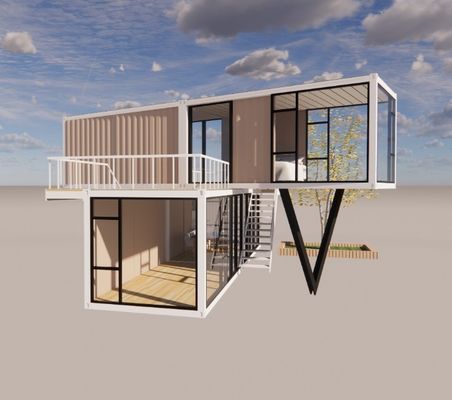 20 pieds ou 40 pieds de design de luxe deux couches appartement logement fabriqué maison de conteneur portable avec fenêtres en alliage d'aluminium