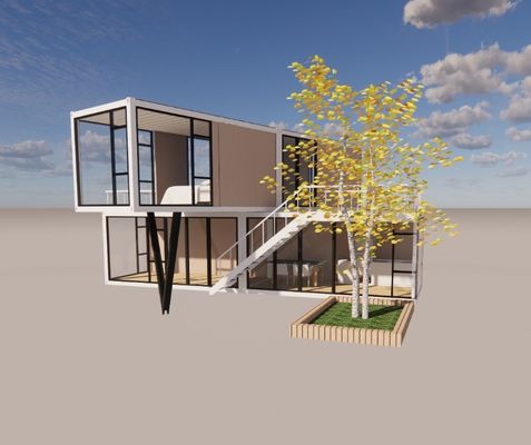20 pieds ou 40 pieds de design de luxe deux couches appartement logement fabriqué maison de conteneur portable avec fenêtres en alliage d'aluminium