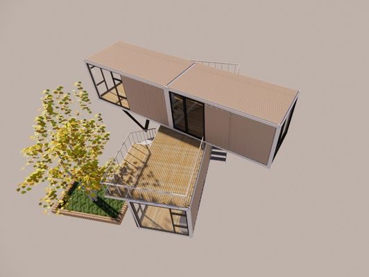 20 pieds ou 40 pieds de design de luxe deux couches appartement logement fabriqué maison de conteneur portable avec fenêtres en alliage d'aluminium