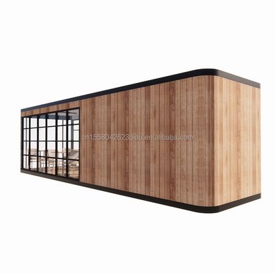 Hôtel et parc EU Container Bar à café Mobile Structure en acier en bois Maison solaire Bar extérieur