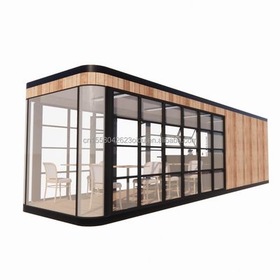 Hôtel et parc EU Container Bar à café Mobile Structure en acier en bois Maison solaire Bar extérieur