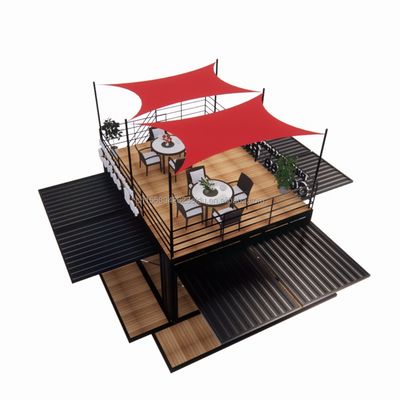 Boutique de 20 pieds Parc de barbecue Contenant mobile d'assemblage portable Bar à café Maison en bois avec 50/75/100mm ondes panneau sandwich Murs