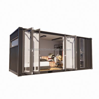 Grand porte pliante en verre et fenêtres en alliage d'aluminium dans un conteneur préfabriqué de 20 pieds appartement unique pour la vie mobile