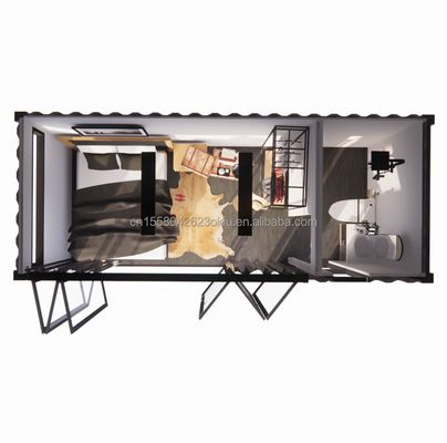 Grand porte pliante en verre et fenêtres en alliage d'aluminium dans un conteneur préfabriqué de 20 pieds appartement unique pour la vie mobile