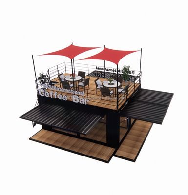 Boutique de 20 pieds Parc de barbecue Contenant mobile d'assemblage portable Bar à café Maison en bois avec 50/75/100mm ondes panneau sandwich Murs