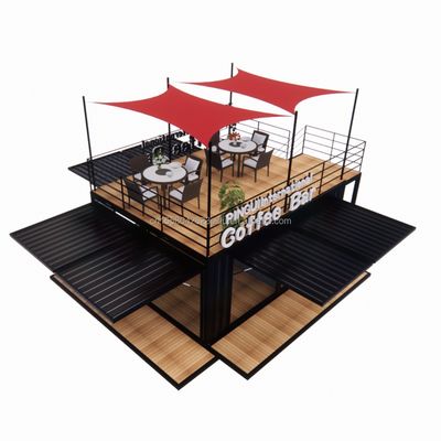 Boutique de 20 pieds Parc de barbecue Contenant mobile d'assemblage portable Bar à café Maison en bois avec 50/75/100mm ondes panneau sandwich Murs