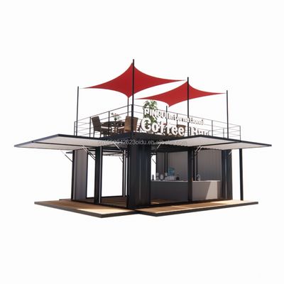 Boutique de 20 pieds Parc de barbecue Contenant mobile d'assemblage portable Bar à café Maison en bois avec 50/75/100mm ondes panneau sandwich Murs