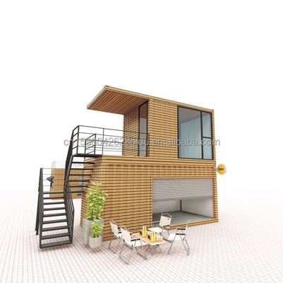 Maison de conteneurs miniature en bois plat de design moderne avec 50/75/100 mm de panneau sandwich ondulé et plusieurs options d'utilisation