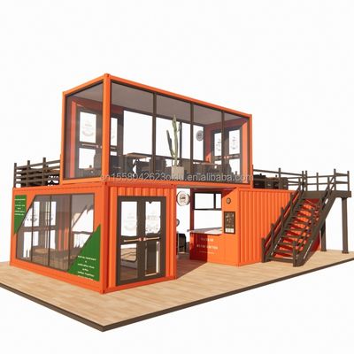20 pieds préfabriqué personnalisé Mobile Café Container Bar avec couleur personnalisée et l'acier galvanisé de pliage