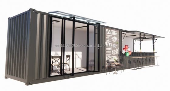 Tubes carrées en acier galvanisé Structure principale 20ft-40ft Container modulaire personnalisé Café Food Stall avec design moderne