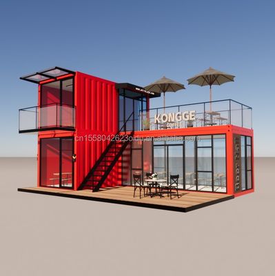 Pingui personnalisé 20ft/40ft tubes d'acier galvanisé carré conteneur d'expédition café conteneur portable restaurant pour magasin