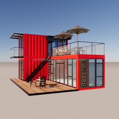 Pingui personnalisé 20ft/40ft tubes d'acier galvanisé carré conteneur d'expédition café conteneur portable restaurant pour magasin