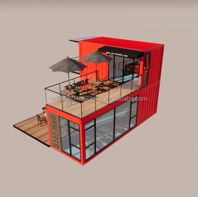 Pingui personnalisé 20ft/40ft tubes d'acier galvanisé carré conteneur d'expédition café conteneur portable restaurant pour magasin