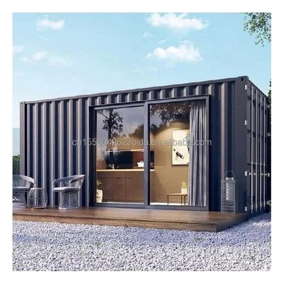Maison de conteneurs préfabriquée de 20 pieds de couleur personnalisée avec cuisine et une chambre à coucher pour fenêtres en alliage d'aluminium d'hôtel