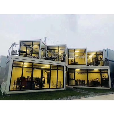 Construction en acier préfabriquée Container Restaurant Cuisine Chambre avec fenêtres en alliage d'aluminium et grand design de fenêtre